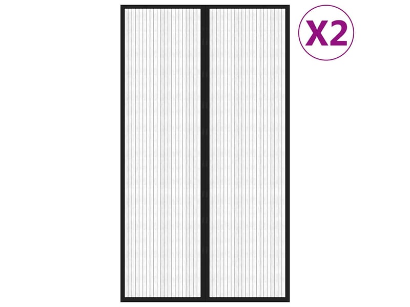 Lot de 2 rideaux de porte anti-insectes, moustiquaires avec aimants noir 200x80cm cf44141  - Conforama A