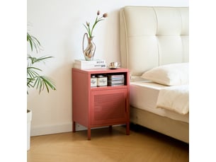 Nordlys - table de chevet nuit appoint 1 porte en métal avec rangement metal terracotta