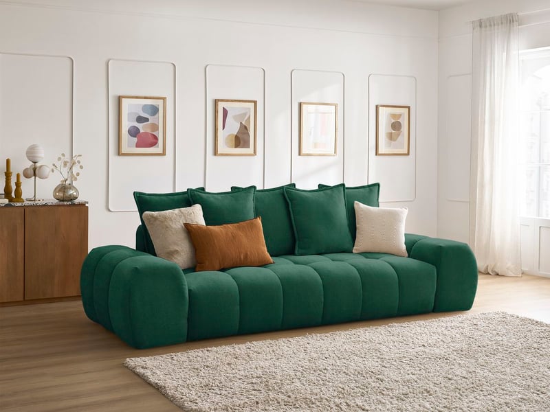  Bobochic canapé droit fixe 3 places everest tissu texturé vert EVEREST - Conforama B