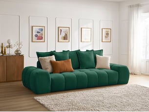 Canapé droit fixe BOBOCHIC EVEREST 3 places Tissu vert
