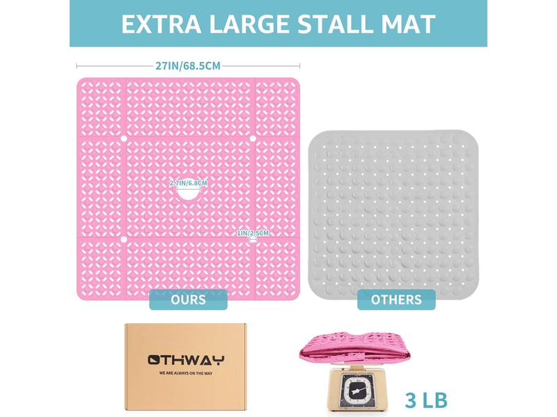  Tapis de douche en tpe à ventouses - 27 x 27 pouces - rose  - Conforama D
