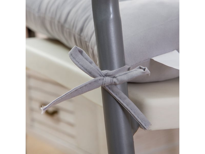  Lot de 4 coussins de chaise avec rubans – 40x40 cm, gris argenté  - Conforama C