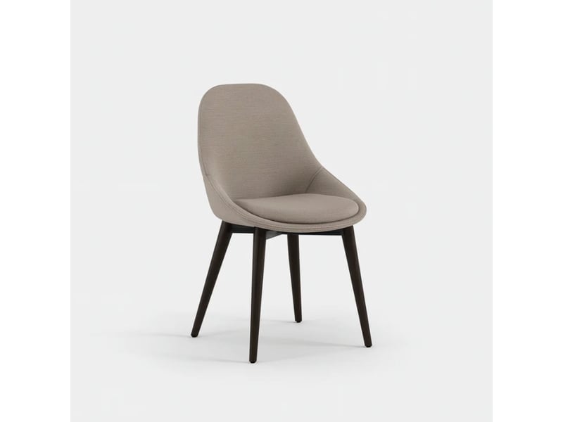 Lot de 4 chaises de salle à manger rembourrées en tissu delphi - marron  - Conforama C