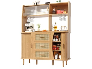 Buffet 3 porte(s)  3 tiroir(s) <strong></strong> <strong>Seren Glow</strong> - 140 cm coloris naturel 