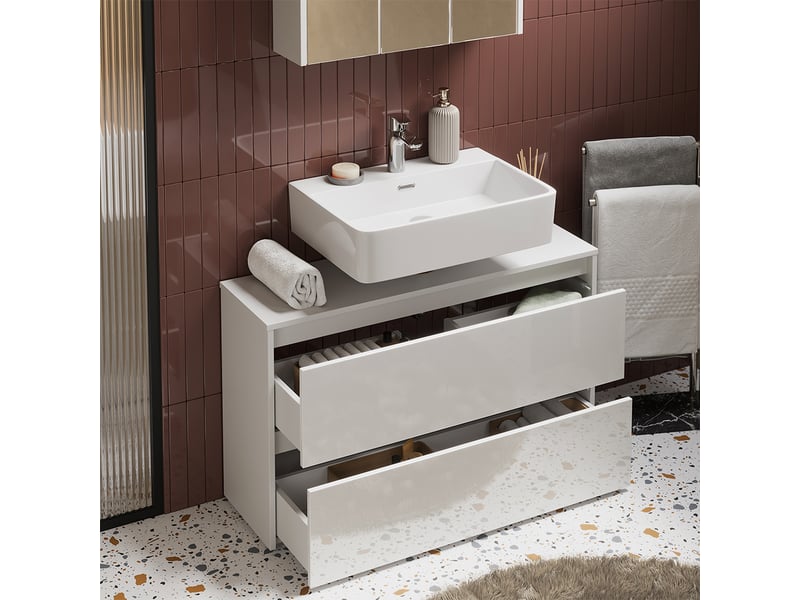  Vicco meubles bain, blanc haute brillanceblanc, 2 pièces  - Conforama D