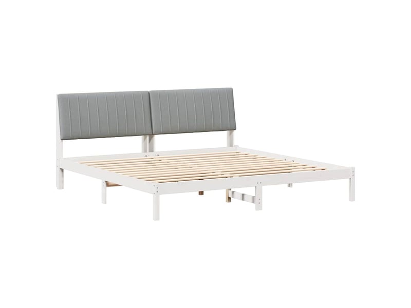 Lit double- lit adulte - cadre de lit avec tête de lit blanc 200 x 200 cm pin massif - Conforama A