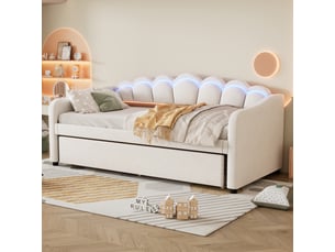 Lit banquette 90x200 cm <strong>ZOVIRA</strong> <strong></strong> coloris beige