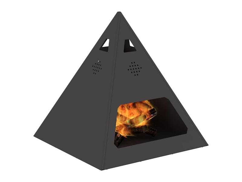  Brasero exterieur, foyer camping noir 50x50x51 cm acier patiné  - Conforama C