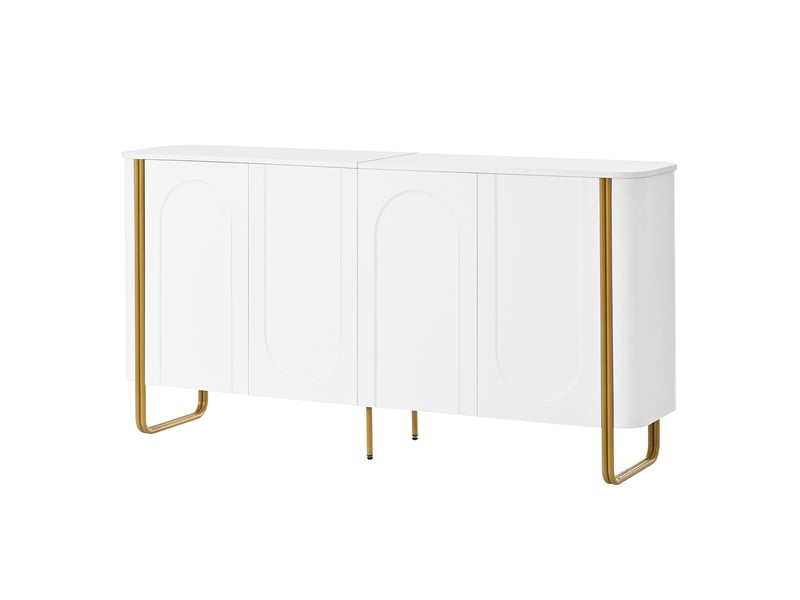 Buffet en mdf avec 4 portes, pieds métal, façade en relief arqué, coins arrondis et ouverture push-to-open, rangement moderne pour salon, pour aménagement intérieur moderne OPULERANE TRADING LTD - Conforama A