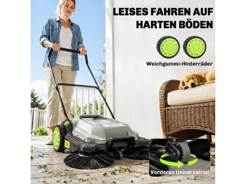  Balayeuse manuelle à 3 brosses, largeur 68 cm, bac 24 l, poignée réglable et pliable  - Conforama E