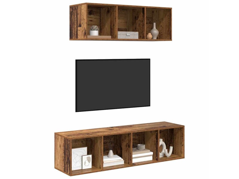  Ensemble meuble tv - banc tv - meuble de rangement 2 pcs bois ancien bois d'ingénierie  - Conforama C