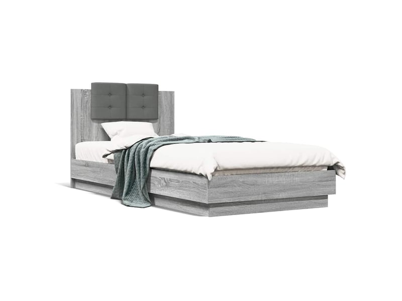  Lit simple- lit adulte -  cadre de lit avec led sans matelas sonoma gris 100x200 cm  - Conforama D