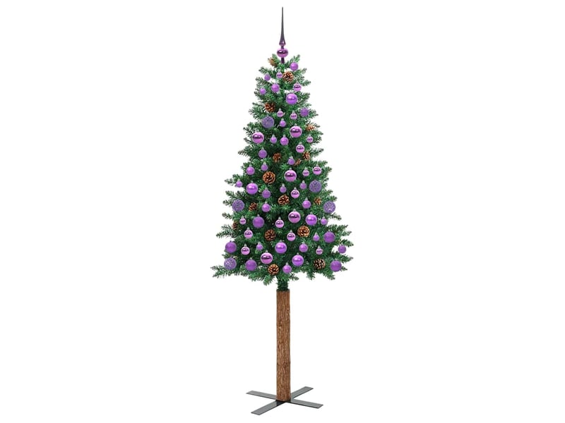 Sapin de noël, arbre de noël mince vert 180 cm pvc et bois de pin massif shl1605 - Conforama D