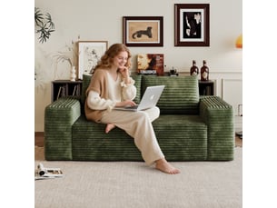 Canapé droit compressé fixe <strong>SAPGAKS</strong> <strong></strong> 2 places Velours côtelé Vert