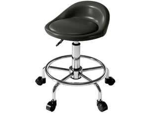 Tabouret de bureau à roulettes,59-75 cm,avec dossier,cuir reconstitué,noir