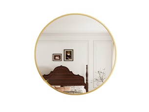 Miroir mural rond 75 cm doré,verre trempé,miroir mural haute définition,cadre métal et crochet,pour chambre,entrée,salle de bain