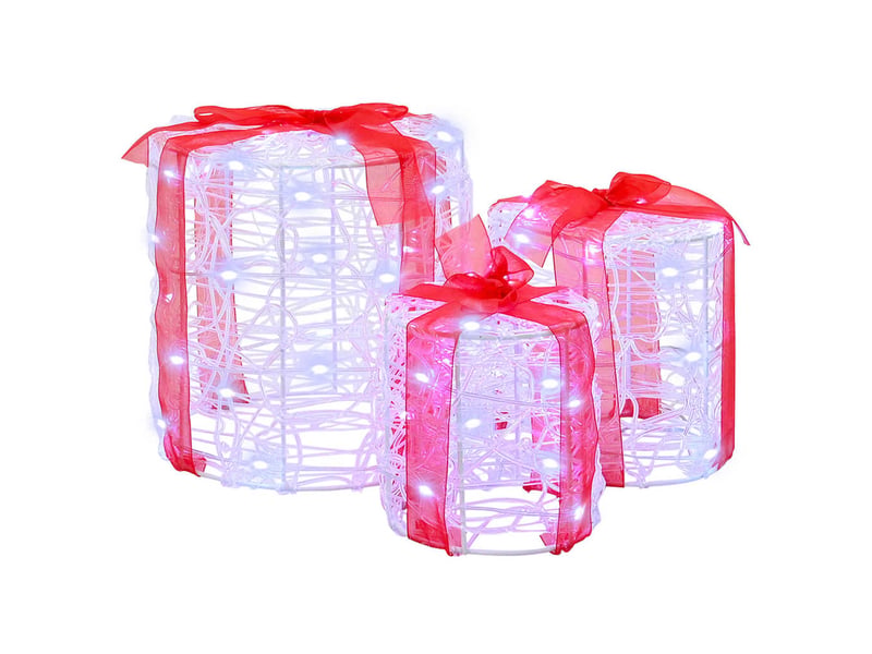 Décoration de boîte cadeau 3 pc blanc froid 20 x 20 x 21 cm cf61906 - Conforama A