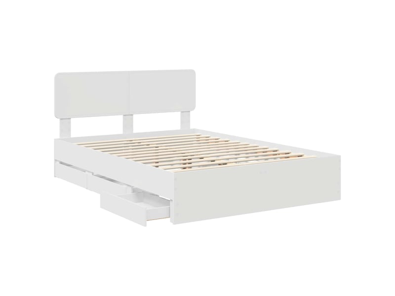  Lit double- lit adulte -  cadre de lit avec tiroir blanc 150 x 200 cm bois d’ingénierie  - Conforama D