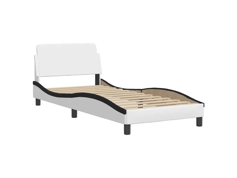  Lit simple- lit adulte -  cadre de lit sans matelas hvar blanc et noir 80x200 cm similicuir  - Conforama D