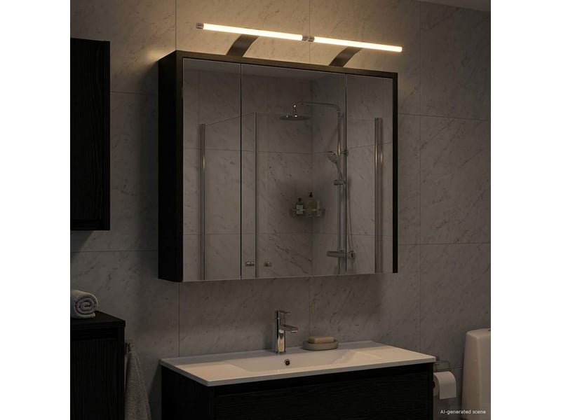  Armoire miroir salle de bain, meuble de rangement chêne noir 63.5x16x62.5 cm shl9681  - Conforama B