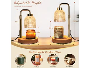 Lampe chauffe-bougies avec minuteur - hauteur ajustable - pour bougies en pot - déco maison or