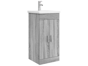 Meuble salle de bain avec évier, meuble de rangement sonoma gris shl3758