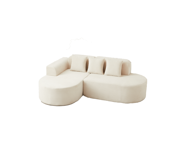  Canapé d'angle, canapé modulable, 220 cm, en velours tricoté, forme incurvée, pour intérieur, design moderne  - Conforama D
