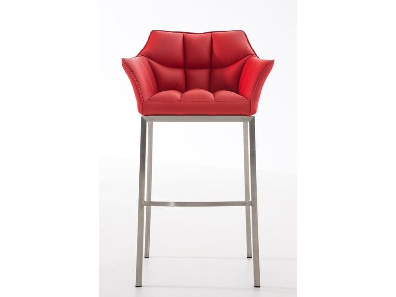 Tabouret de bar x1 en similicuir rouge avec structure en métal finition acier inoxydable hauteur d'assise 83 cm 10_0000987  - Conforama B