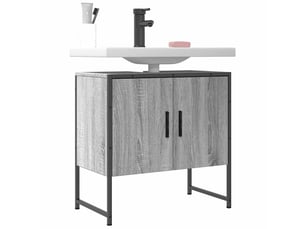 Armoire lavabo salle de bain, meuble de rangement sonoma gris 60x33x60 cm