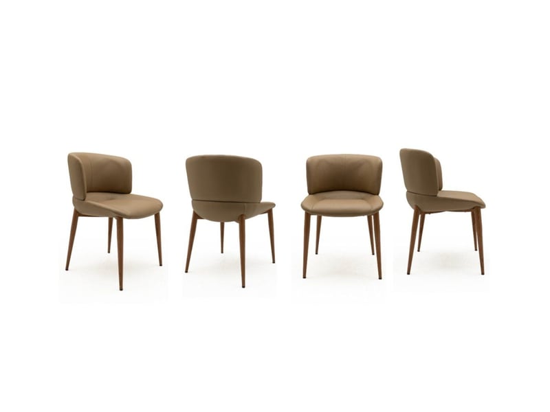  Lot de 4 chaises rembourrées en similicuir couleur vison  - Conforama C