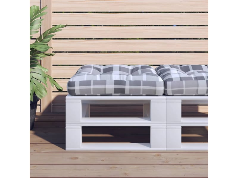  Coussin de palette, coussin de chaise, coussin de canapé carreaux gris 58x58x10 cm tissu cf55328  - Conforama B