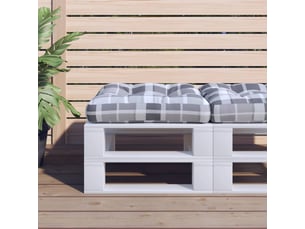 Coussin de palette, coussin de chaise, coussin de canapé carreaux gris 58x58x10 cm tissu cf55328