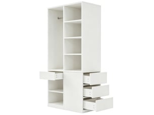 Armoire de rangement 70x50x170 cm, penderie métal, tiroirs, compartiments ouverts, grand rangement, mdf, blanc