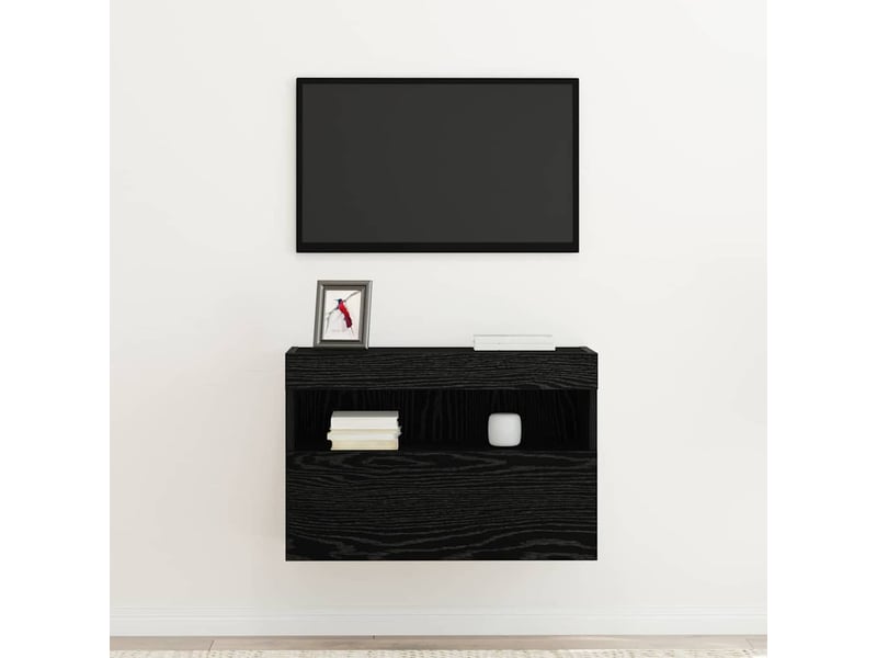 Meuble tv - banc tv - meuble de rangement mural 60 x 30 x 40 cm chêne noir bois d'ingénierie - Conforama E