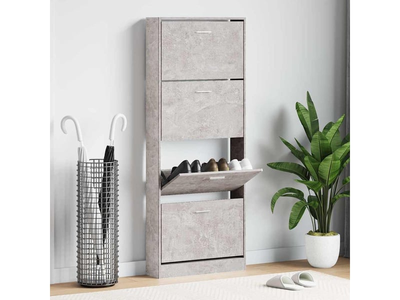  Meuble à chaussure, armoire à chaussures gris béton 59x17x150 cm bois d'ingénierie  - Conforama B