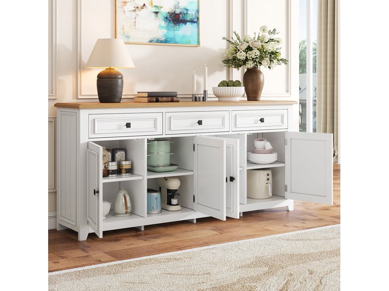 Buffet bas blanc en mdf 160 x 35 x 76 cm  - Conforama B