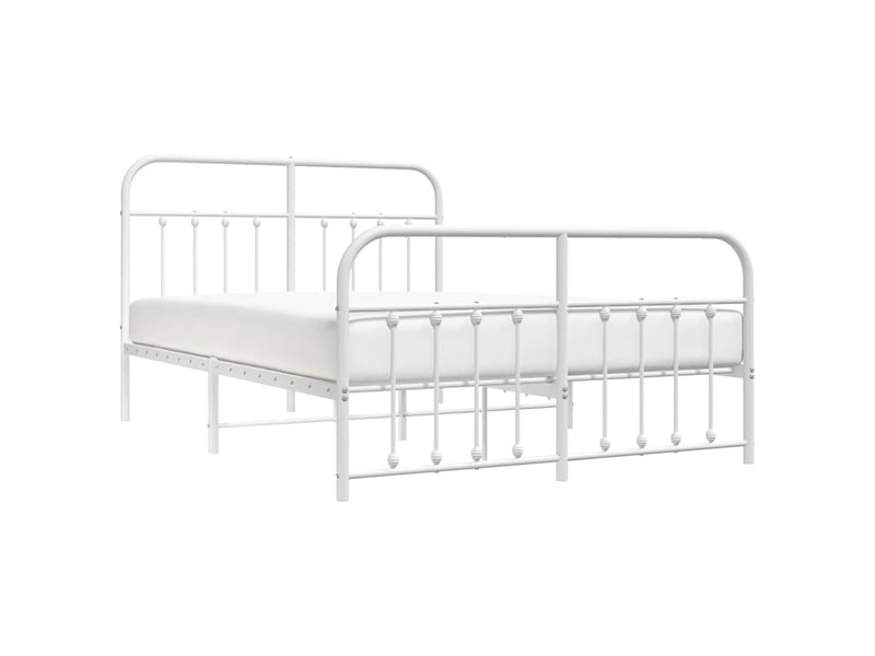  Lit double- lit adulte -  cadre de lit métal sans matelas et pied de lit blanc 135x190 cm  - Conforama D