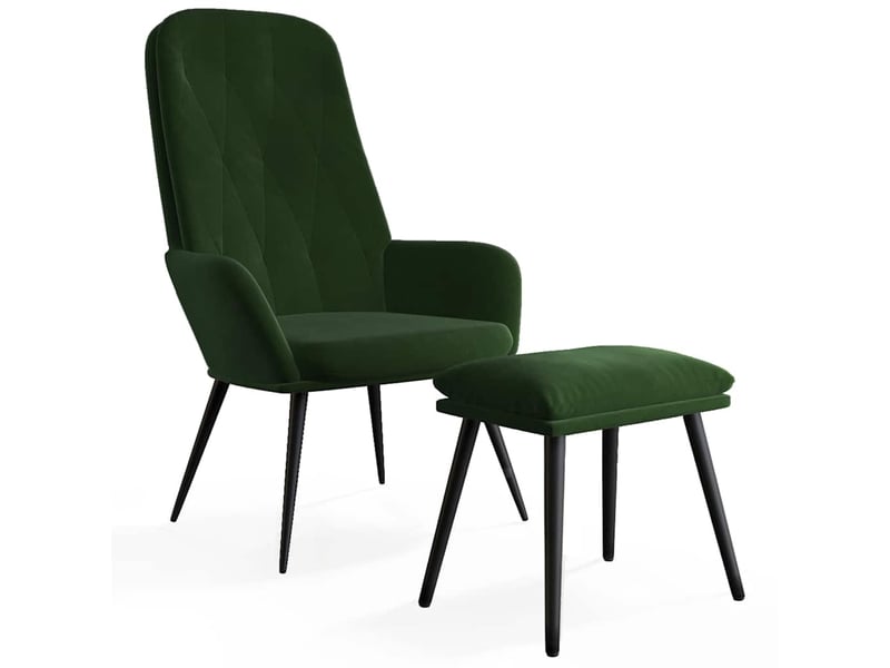  Vidaxl chaise de relaxation avec repose-pied vert foncé velours  - Conforama D