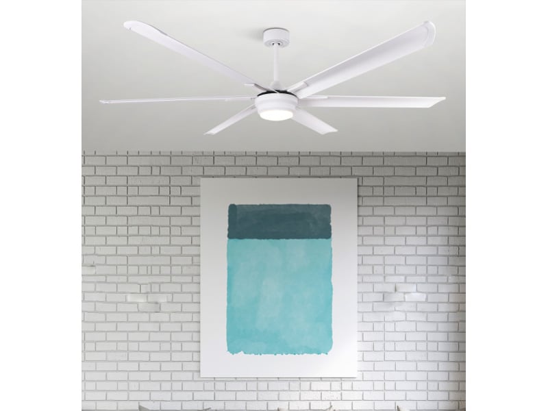  Ventilateur de plafond fabrilamp marea dc blanc 6 pales 198 cm 6 vitesses led 30 w télécommande 187891601 - Conforama A