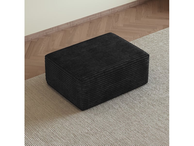  Pouf rectangulaire 95 x 70 x 40 cm en velours côtelé noir  - Conforama D