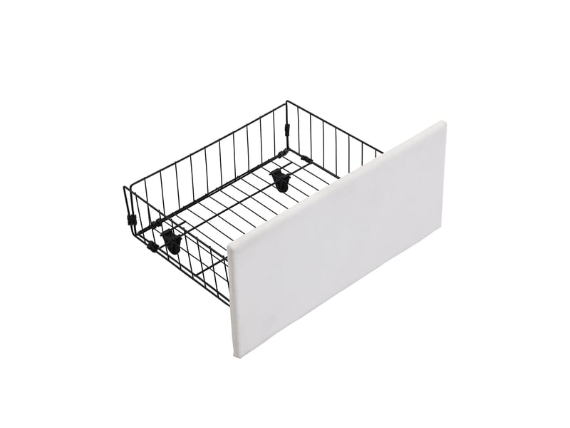  Lit coffre 180x200 cm, lit double, sommier à lattes, rangement hydraulique, velours beige, 3 tiroirs  - Conforama B