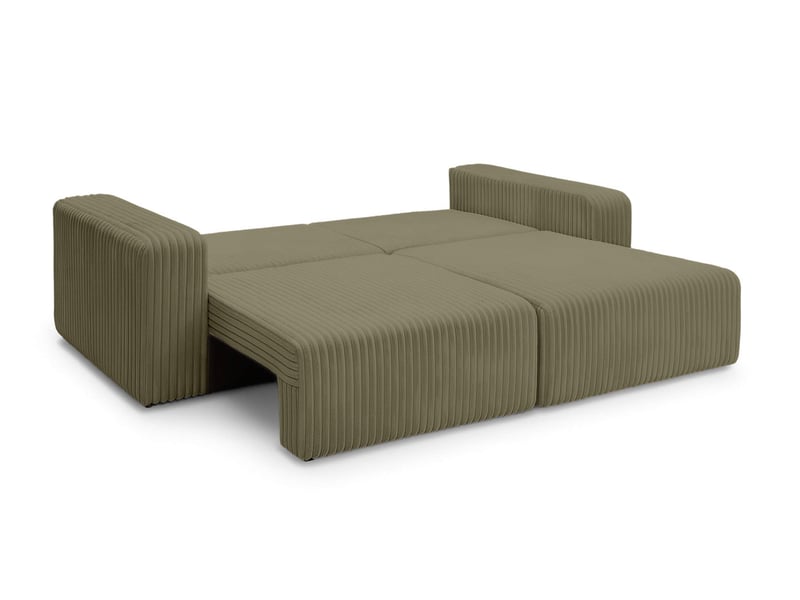  Canapé droit 3 places alya convertible en velours côtelé épais - vert kaki ALYA - Conforama B