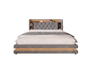 Lit coffre 180x200 cm <strong></strong> <strong>Seren Glow</strong> coloris gris