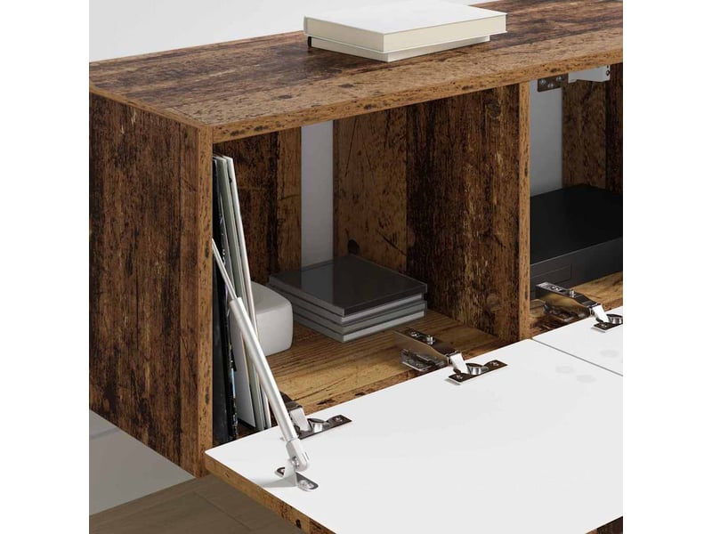  Meuble tv - banc tv - meuble de rangement mural 2 pcs bois ancien bois d'ingénierie  - Conforama D