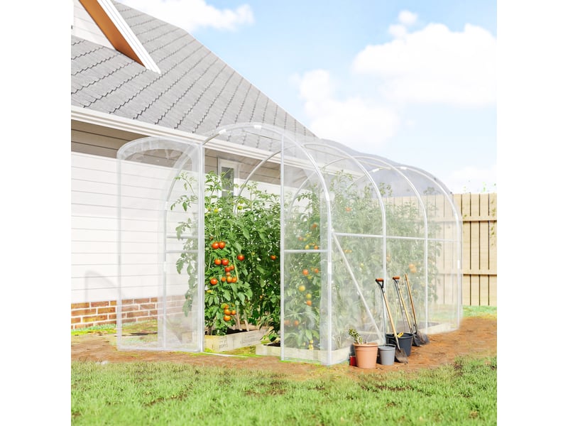  Serre de jardin tunnel 3 x 2 x 2 m 6 m² avec porte à charnières bâche en pe 150 gm² pour légumes plantes fleurs  - Conforama C