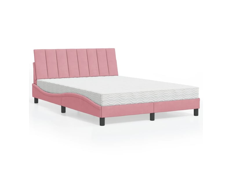  Lit avec matelas hanko rose 120x200 cm velours  - Conforama A