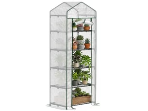 Serre de jardin balcon étagère serre 5 niveaux 0,69 x 0,49 x 1,93 m acier bâche amovible pe blanc