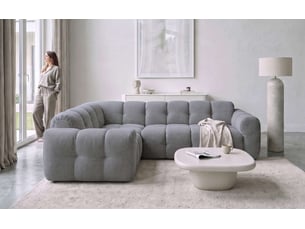 Canapé d'angle gauche fixe MIUFORM Picco 6 places Tissu Gris