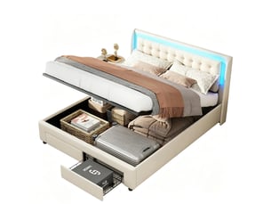 Lit 2 places 140x190 cm coloris beige