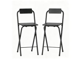 Lot de 2 tabourets de bar pliants 37 x 45 x 87 cm – noir – dossier et repose-pieds en acier